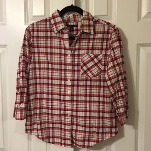 Plaid button up top